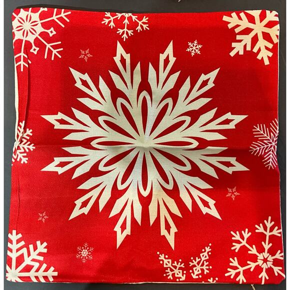 Holiday Winter Pillow Bench Pillow Covers Red Set of 4 New Cases COVER ONLY - Picture 4 of 9